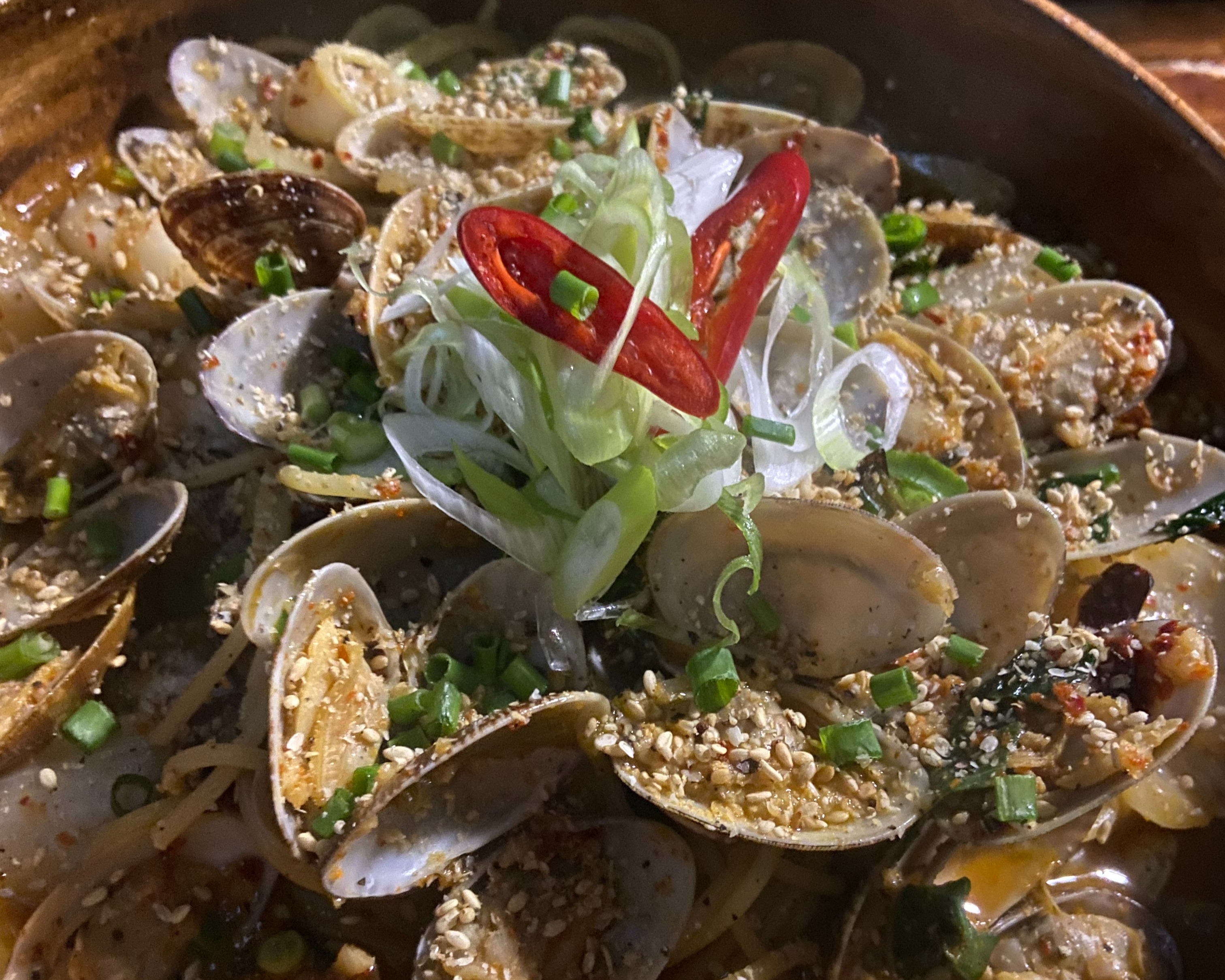 매운바지락찜파스타